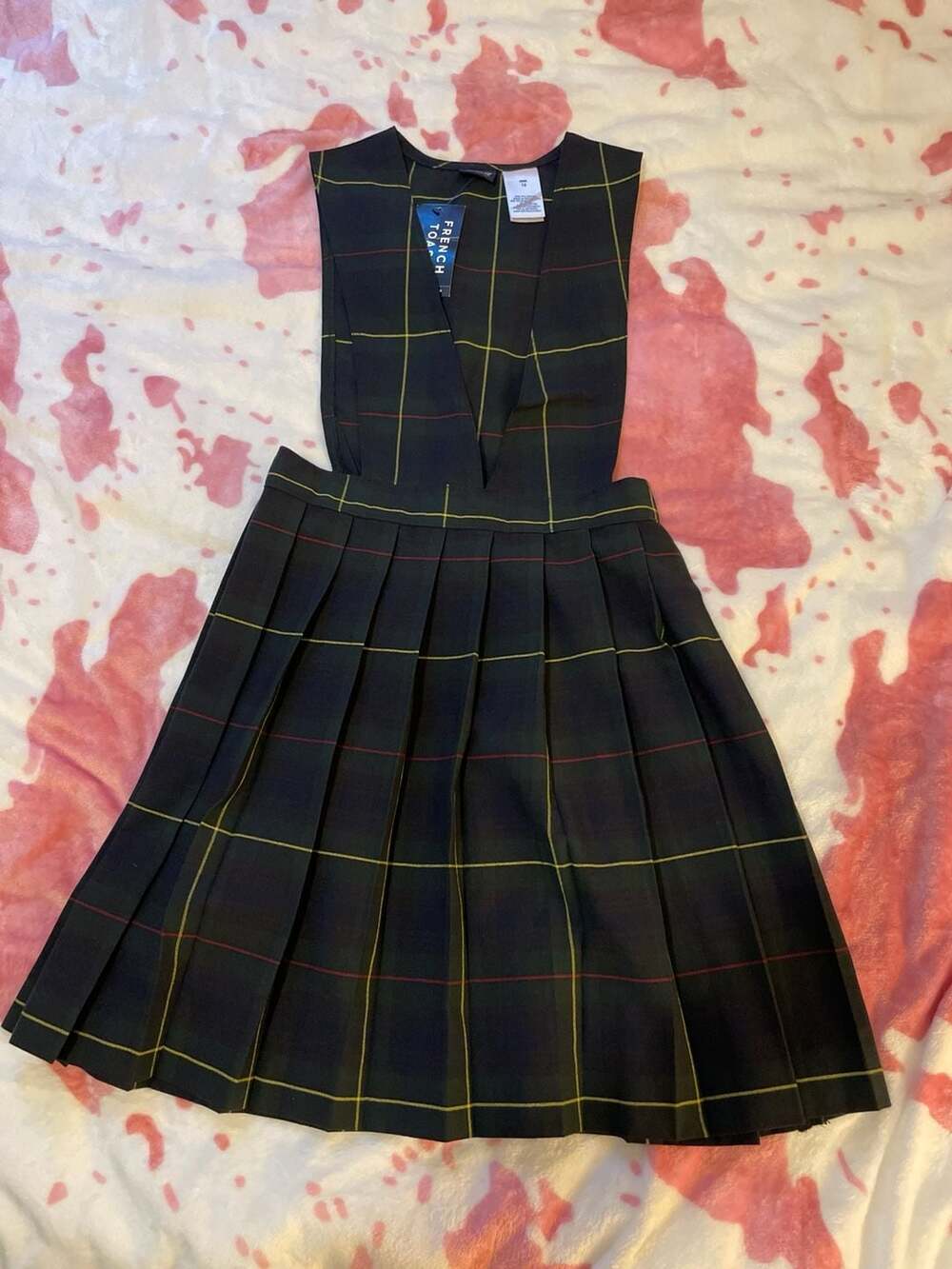 French Toast Girls V-Neck Pleated Plaid School Uniform Jumper Size 12